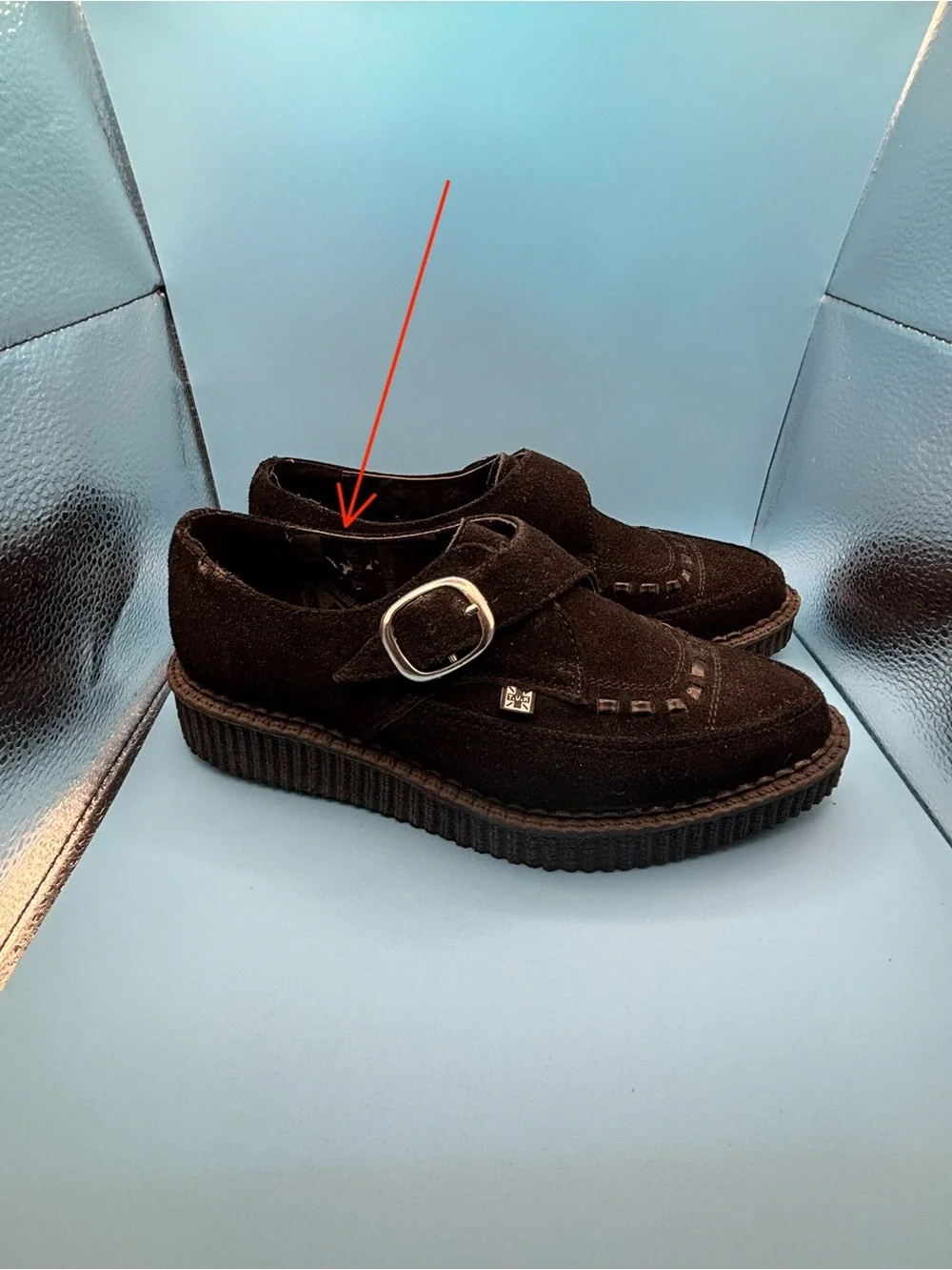 T.U.K  Suede Pointed Black Single Monk Strap Loafers